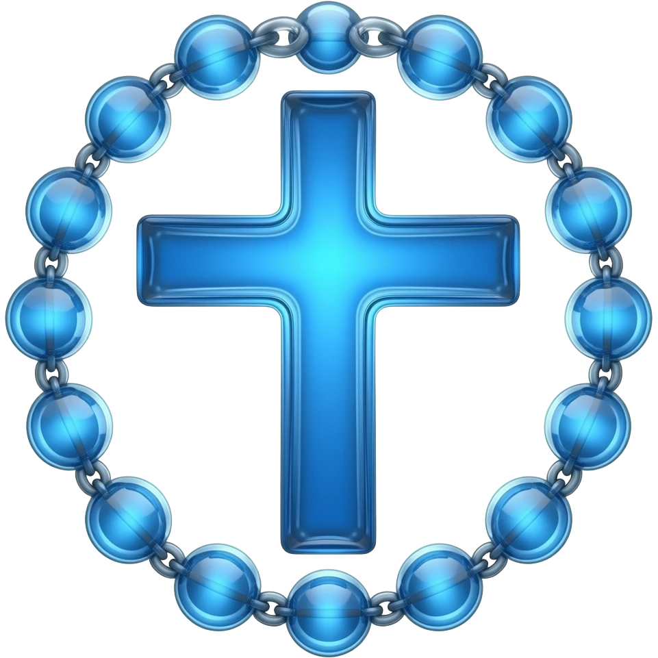 cruz sagrada azul royal vidro brilhante com rosário azul royal vidro brilhante emoji