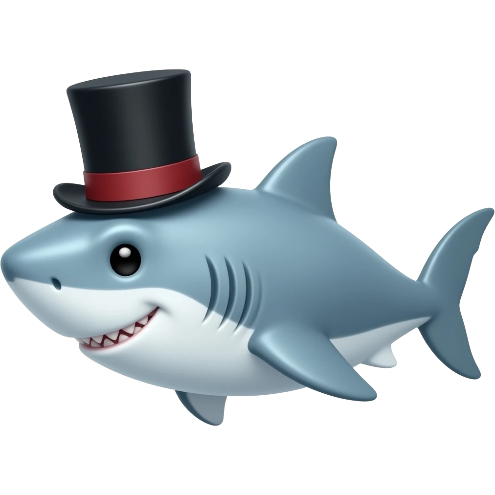 Shark with a top hat emoji