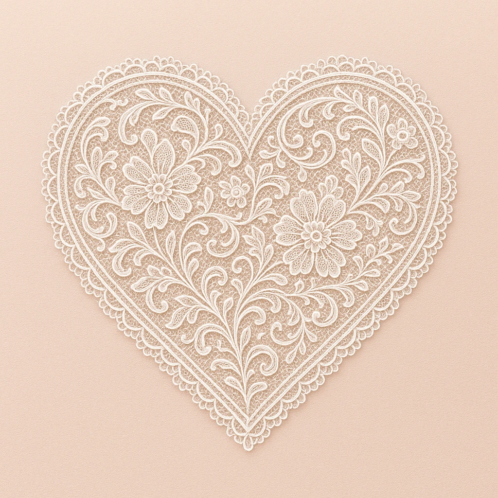 heart with intricate lace pattern, detailed emoji