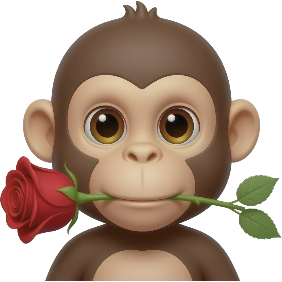 make this emoji “🐵” hold a rose in his mouth emoji