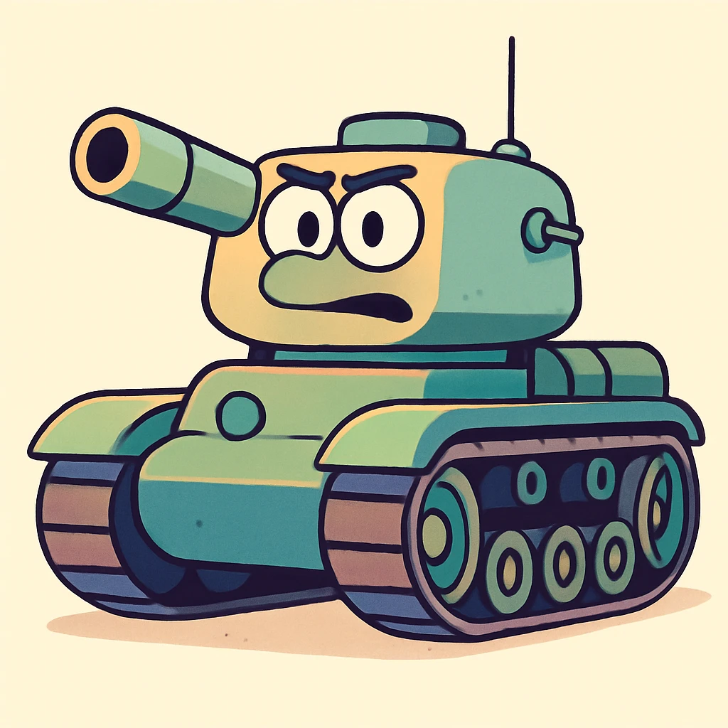 cartoon style military tank, colorful, playful emoji
