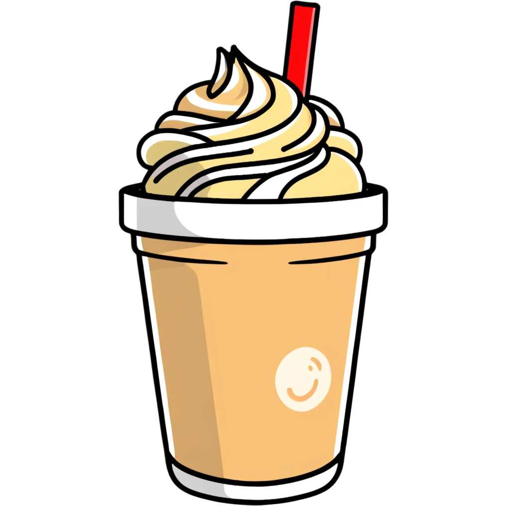 Cup of frappe with straw coming out emoji