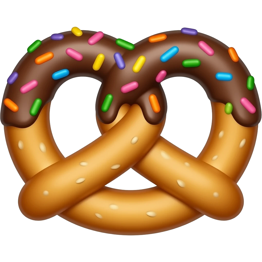 Pretzel with chocolate and sprinkles on it emoji