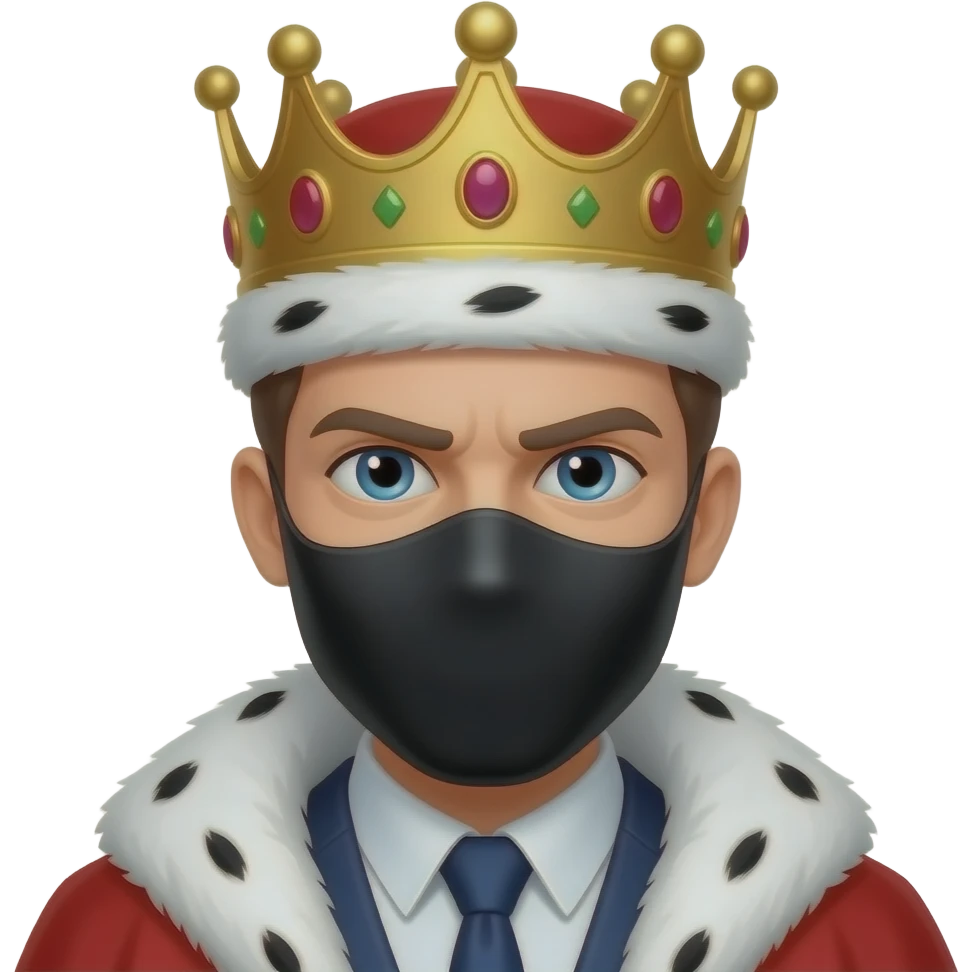 A king white DTB dosent trust anyone With a mask covering his face black you can’t see his face at all emoji