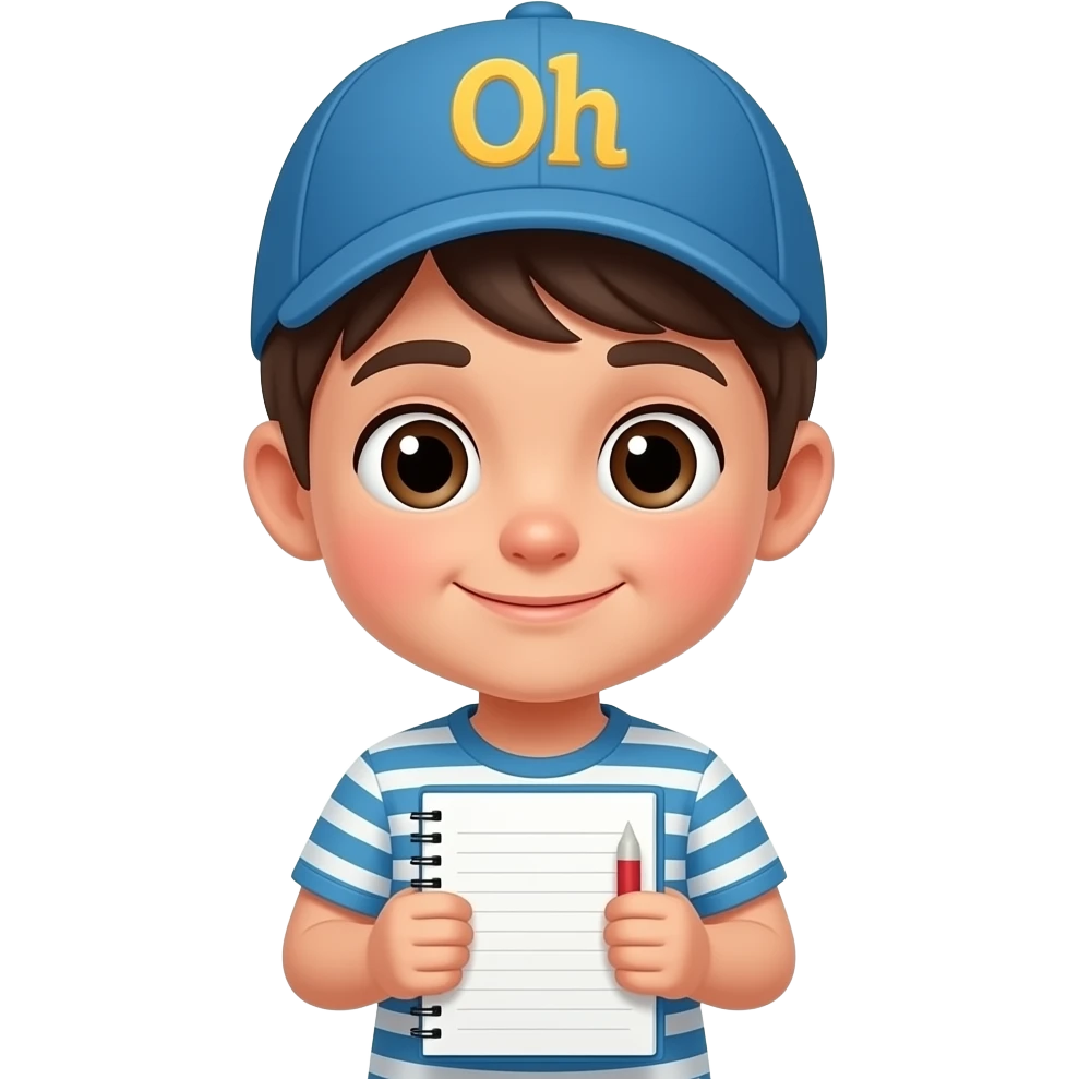 kid with cap Holding Notebook emoji