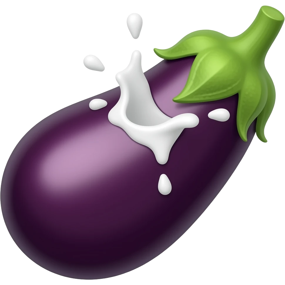 Aubergine with milk spurting out top emoji