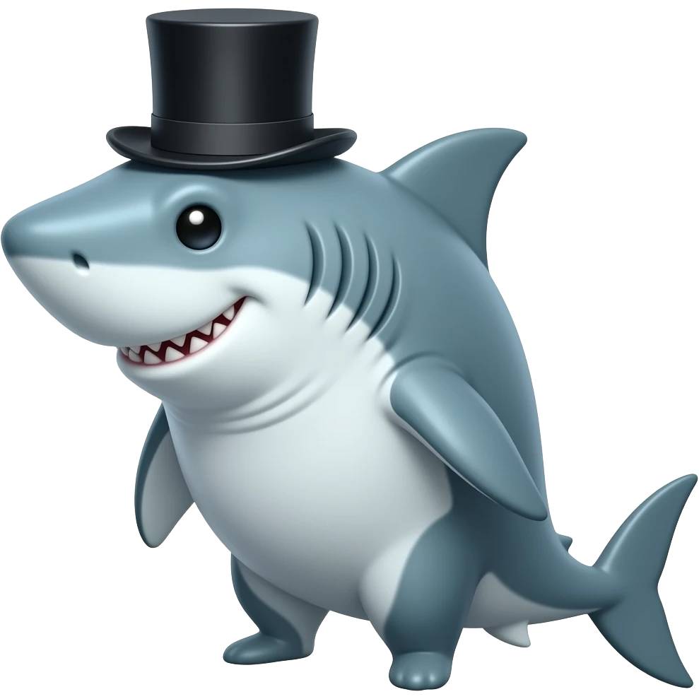 Shark with a top hat emoji