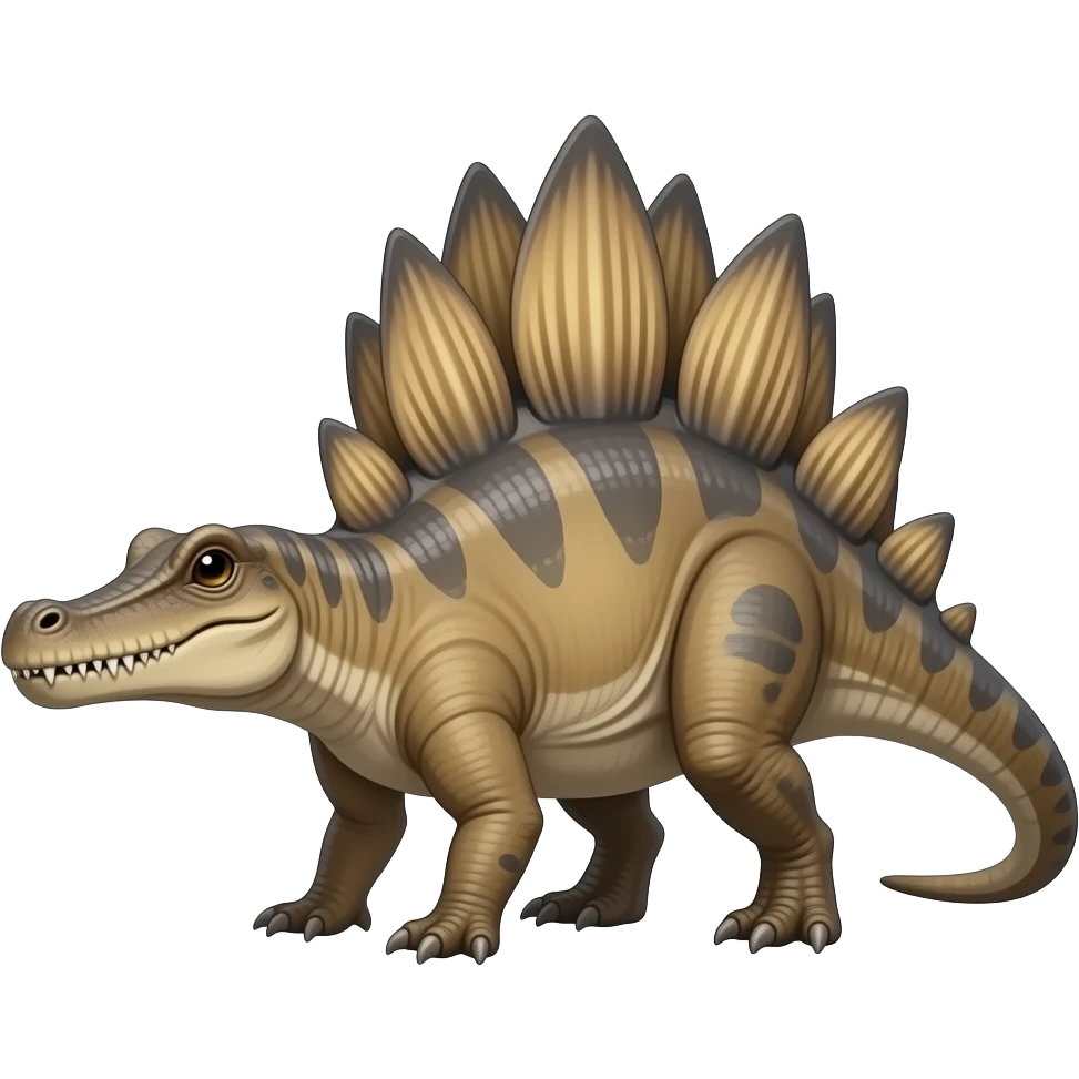 Spinosaurus with a crocodile snout, long tail and large sail emoji