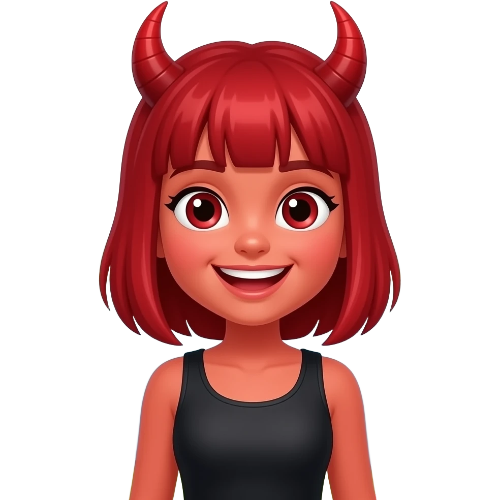 Funny red girl Devil at the lake emoji