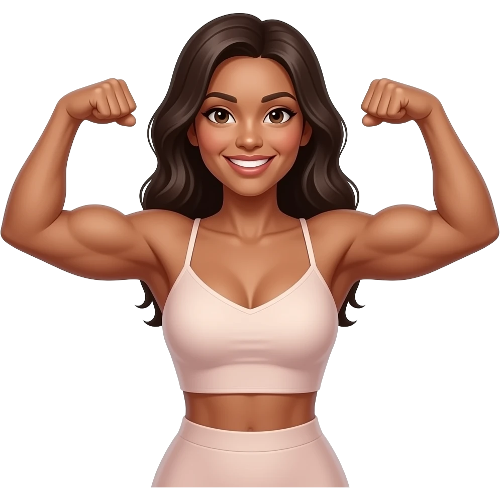 Силачка, мускулы счастье  Сильная женщина Красивая   женщина , с   одежда нежная emoji