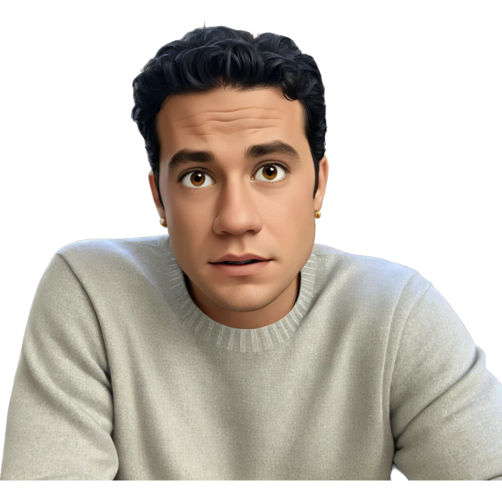 boy in sweater with earrings emoji