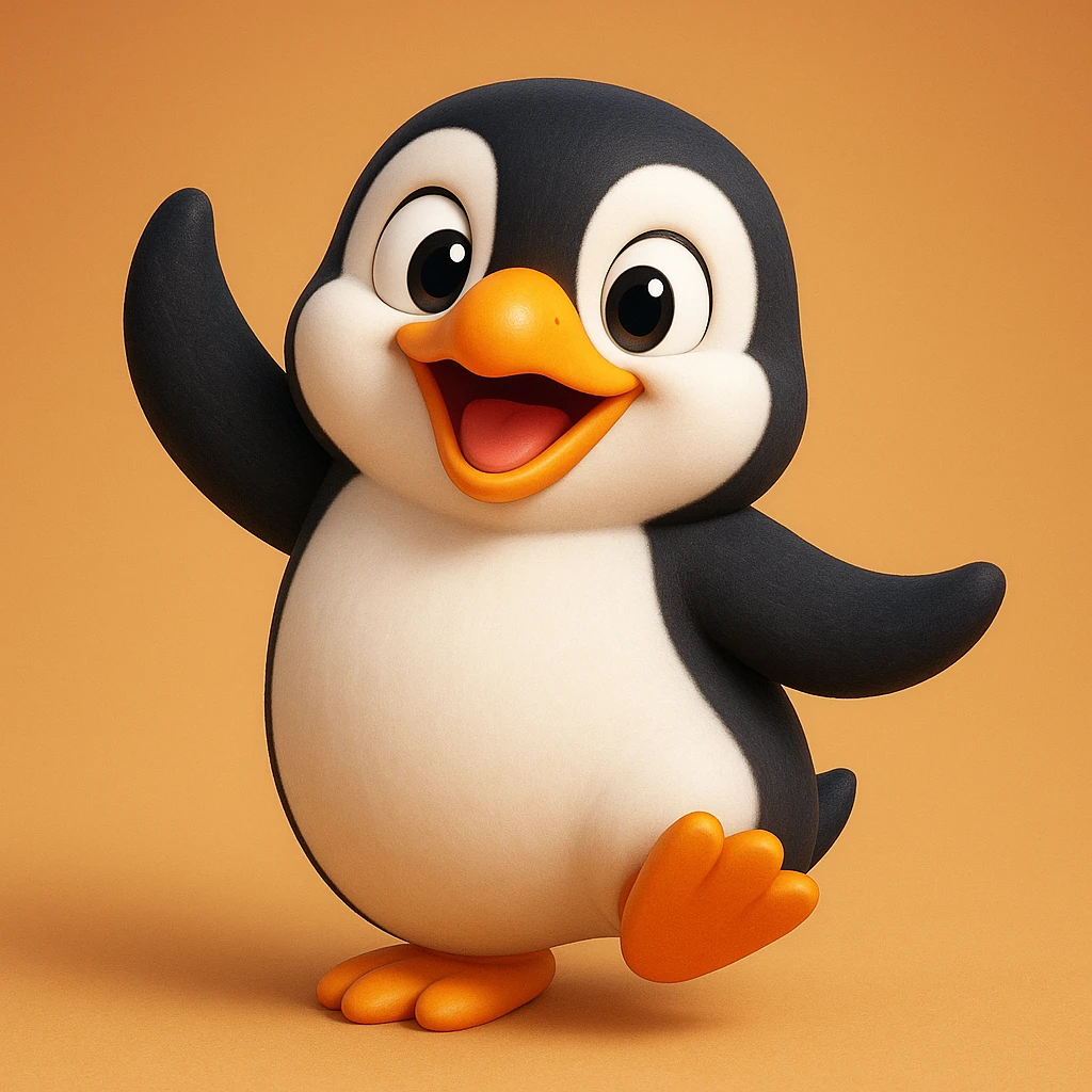 penguin in 3D cartoon style emoji