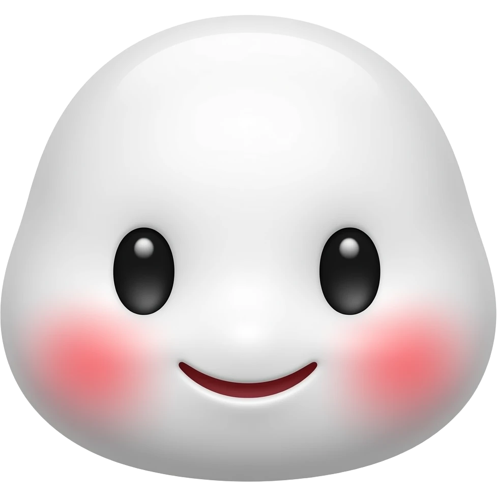 흰색 얼굴의 붉은색 홍조를 하고 있는 귀여운 만화 이모티콘 emoji