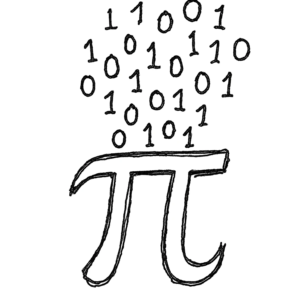  combine the π (pi) math symbol, binary code emerging from it. emoji