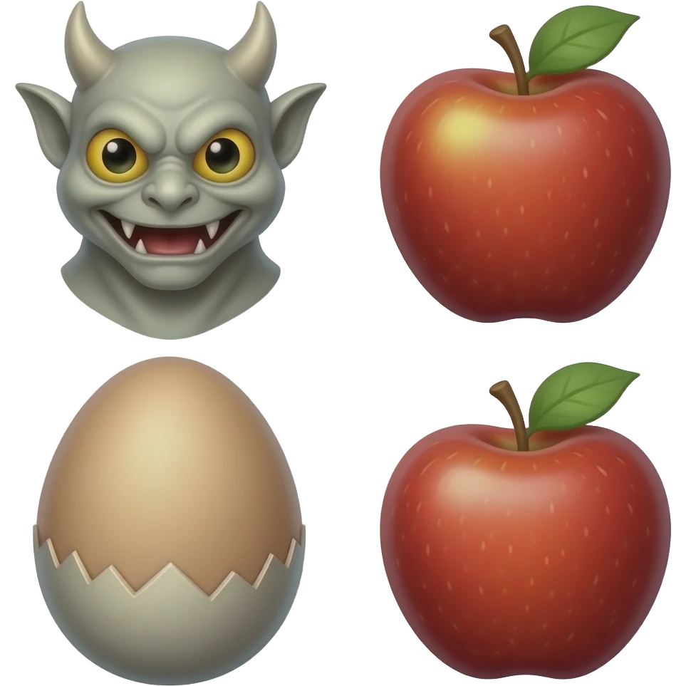 Gargoyled egg and an apple emoji