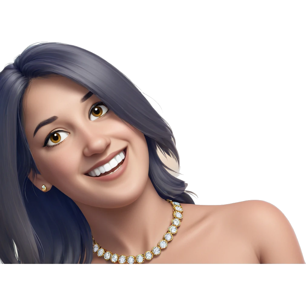 smiling girl with jewelry emoji