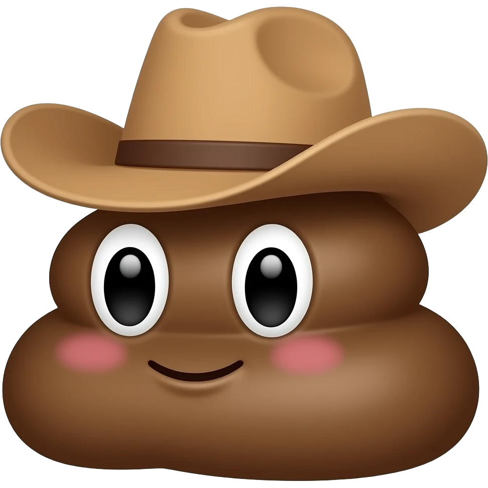 Cute 💩 with cowboy hat  on Sideways emoji