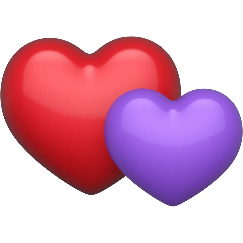 Red heart over a purple heart side by side emoji