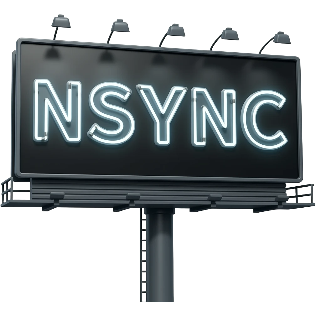 a big black sign with NSYNC written on it emoji