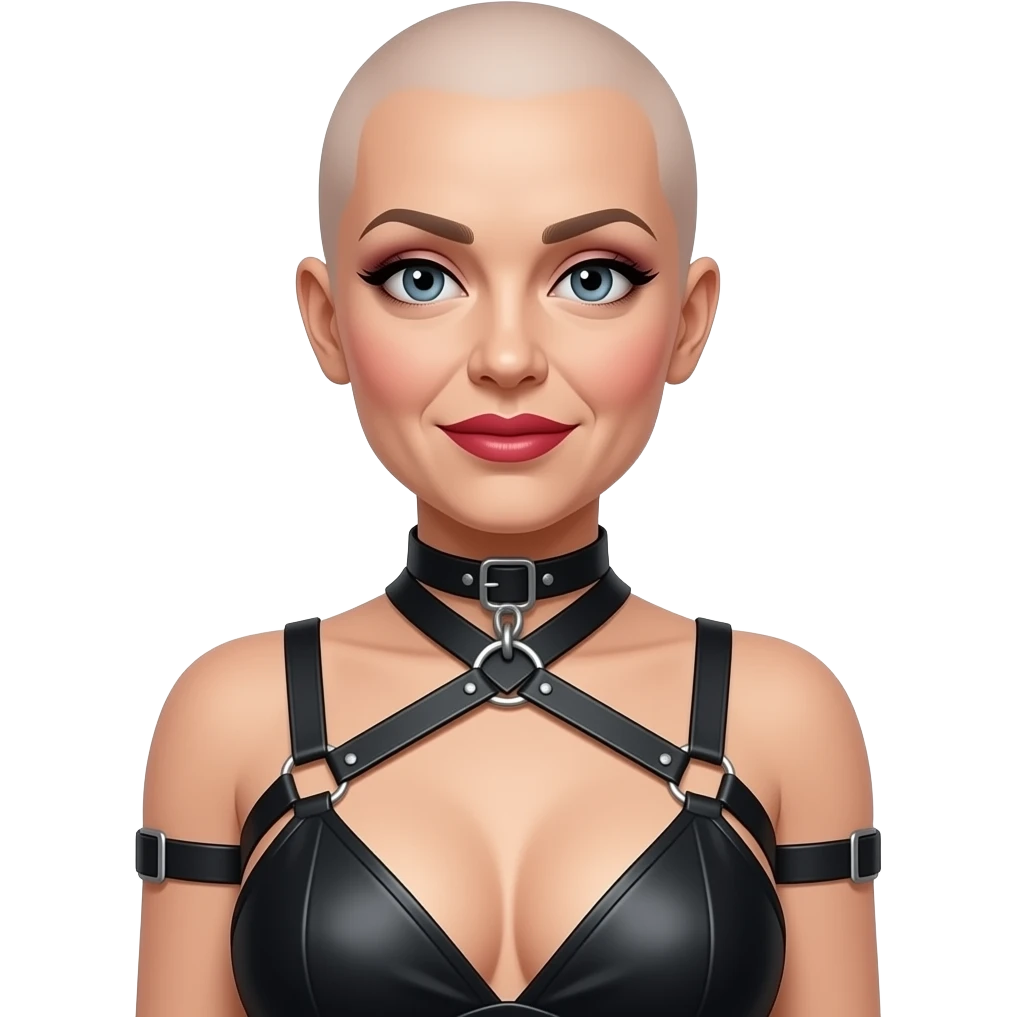 bondage bald lipstick 40yrs old  flat chest crossdress feminized emoji
