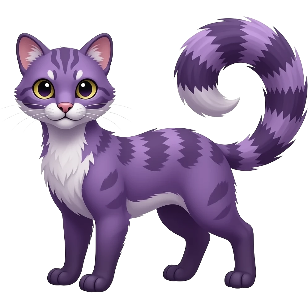 Purple genet-Fossa-civet-Feli-mustelid-creature-hybrid, full body emoji