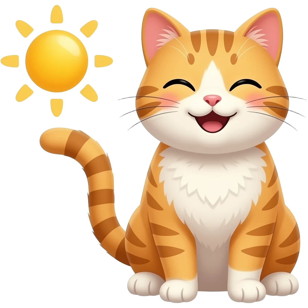 a happy cat basking in the sunshine emoji
