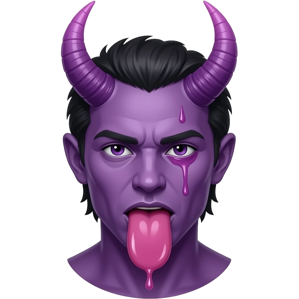 😈😜😏 Mache ihn mit violetten Hörnern die Haut auch violet und er soll etwas sabbern emoji