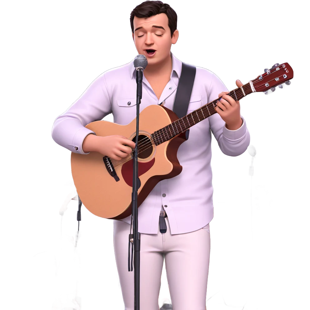 boy playing guitar with microphone emoji