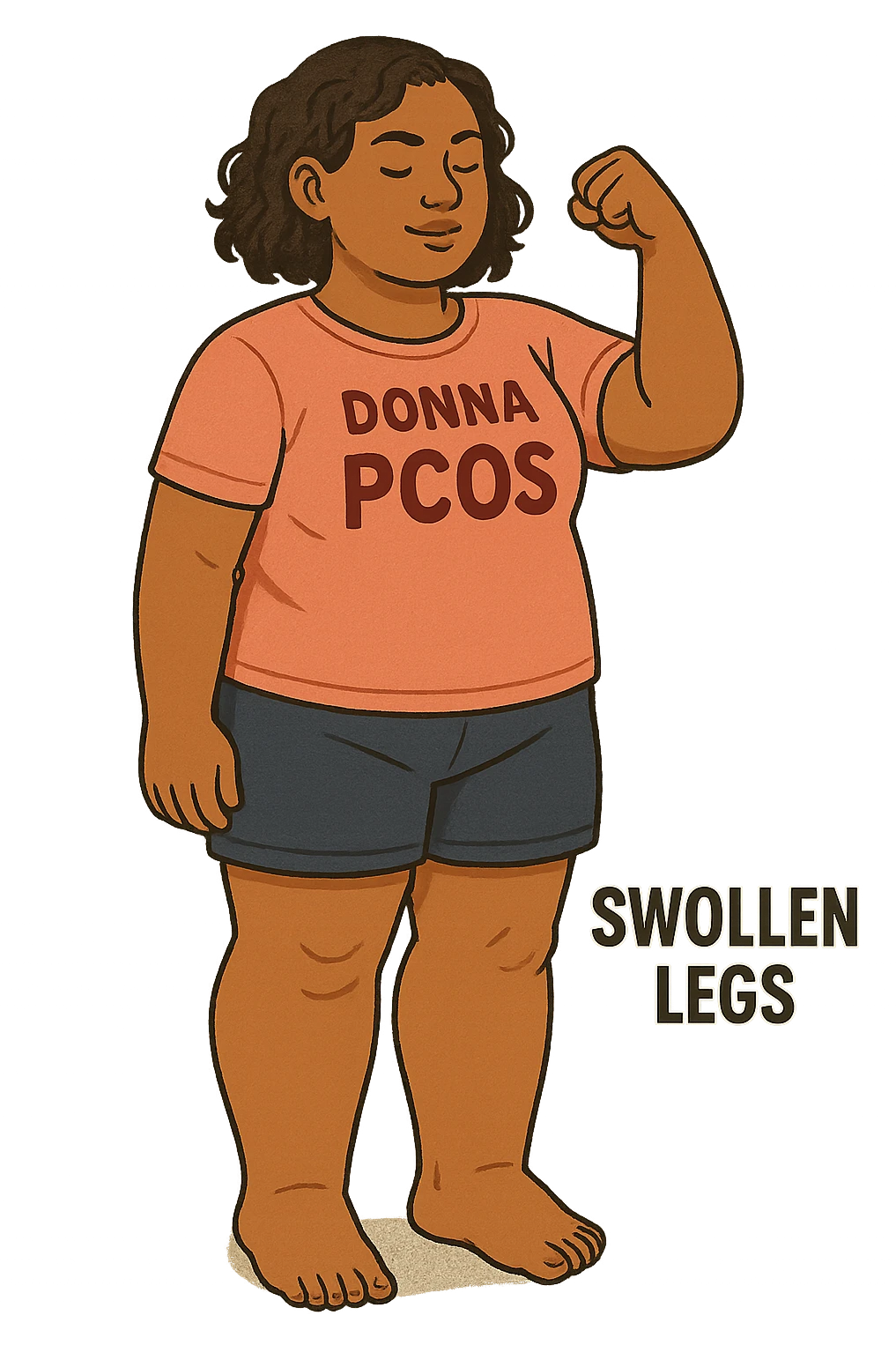 dONNA CON PCOS CHE COMBATTE LE SUE GAMBE GONFIE FORMATO VERTICALE SENZA SFONDO emoji