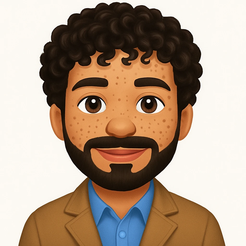 turn the second man in emoji style of the 1st image, match the facial features and get up emoji