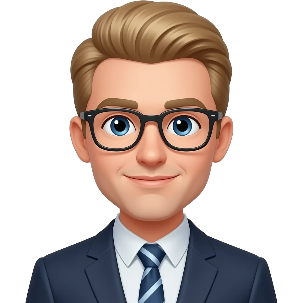 Create an ai avatar that looks like me. Create a teacher with glasses and sandy-blond updo emoji
