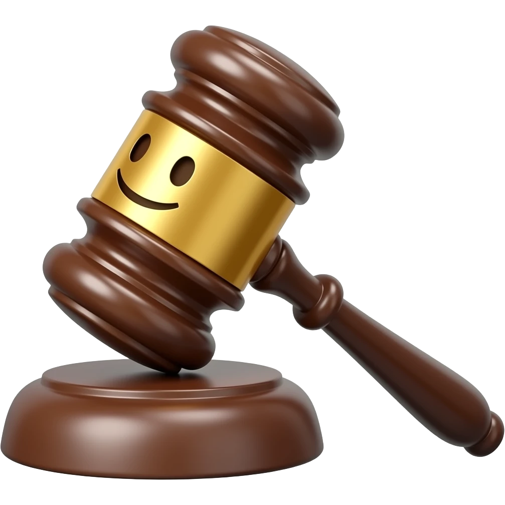 gavel with face emoji
