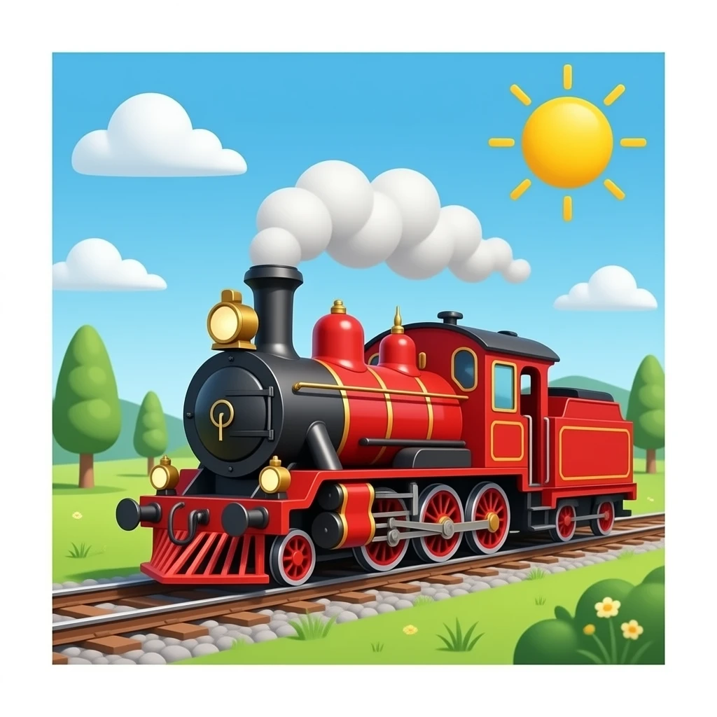 Vibrant pc game red steam locomotive scene emoji