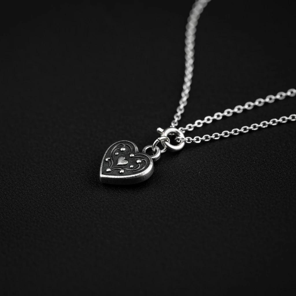 goth heart necklace, cute, expressive, minimal emoji