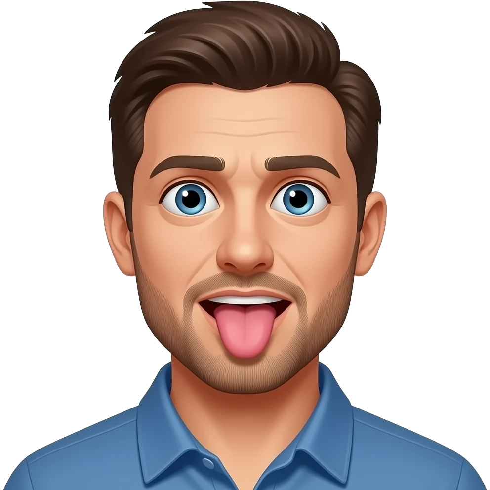 Man with hypnotized eyes and tongue out emoji