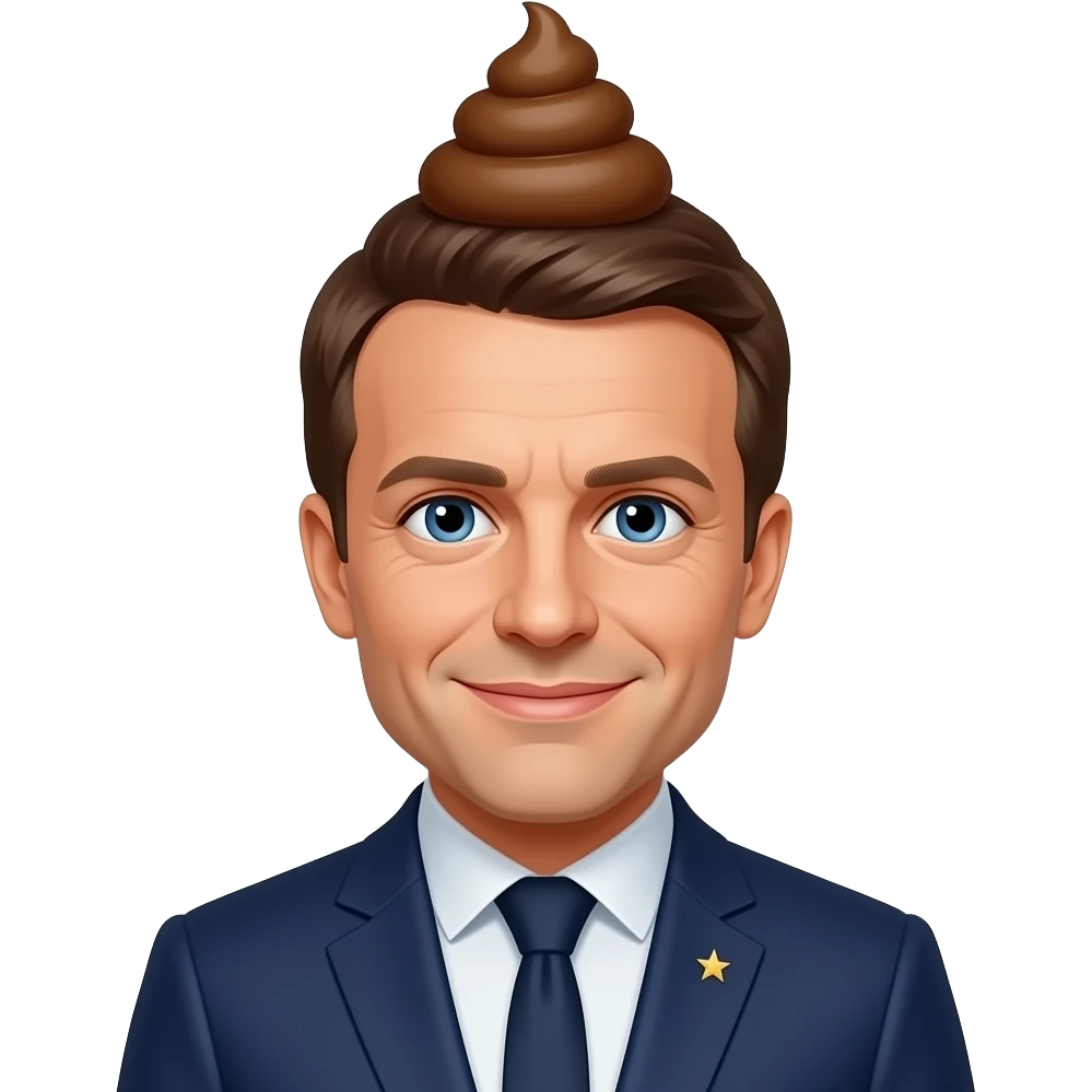Macron avec un caca sur la tête emoji
