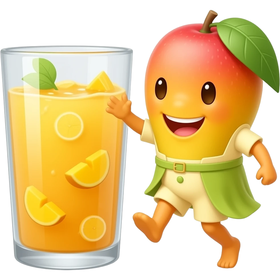 Mango dance with juices in glass with out any people pic emoji