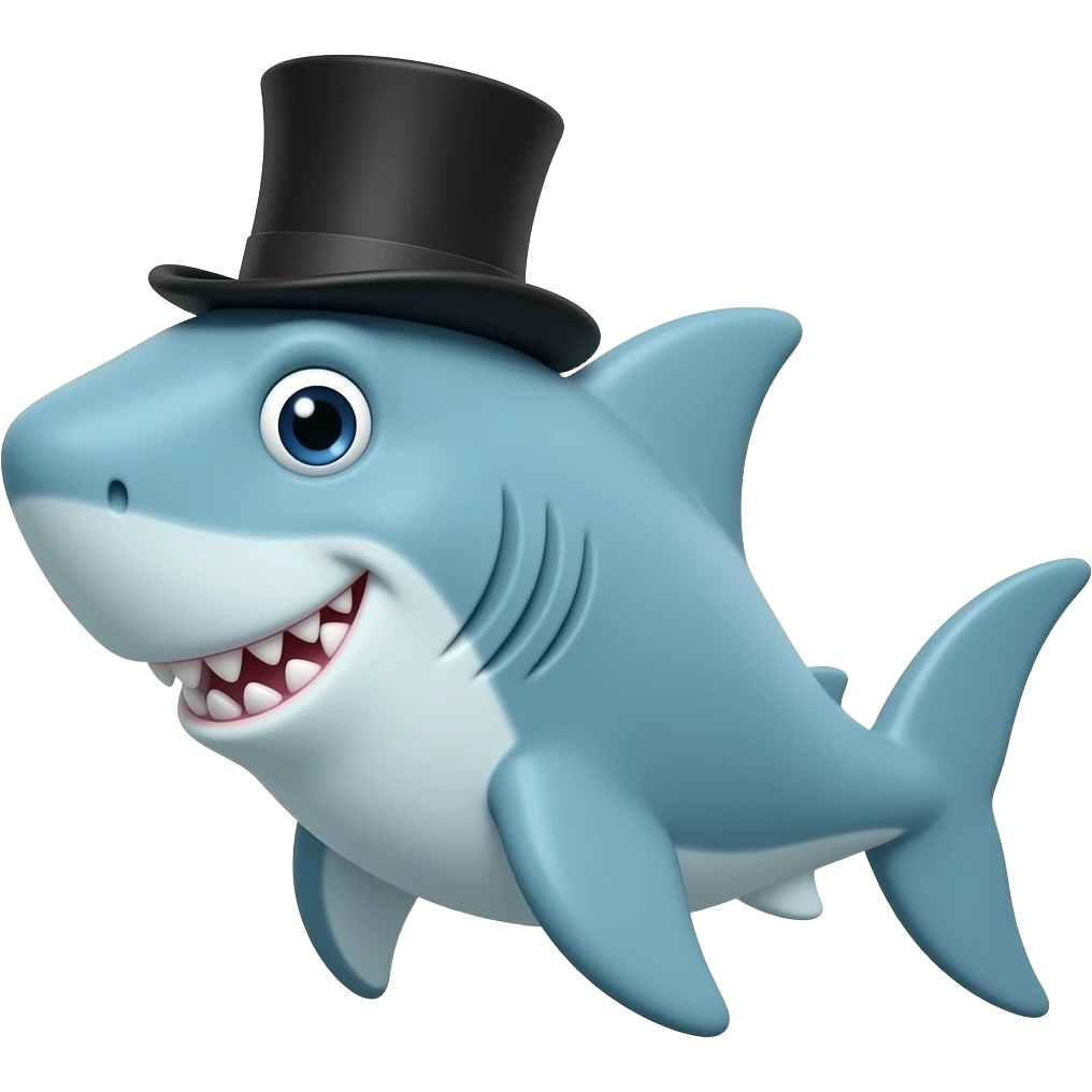 Shark with a top hat emoji