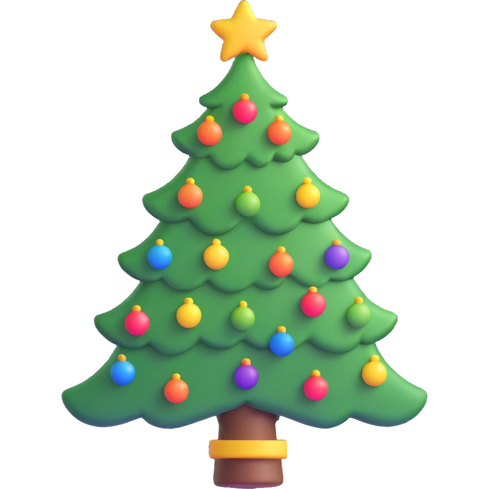 A Christmas tree shape emoji with rainbow colors emoji