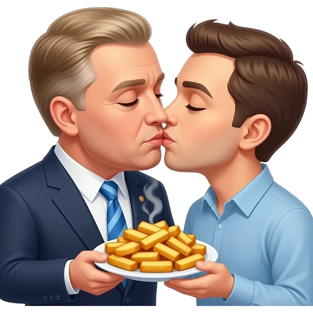 Fait poutine et le président de l’Ukraine qui s’embrasse sur la bouche emoji