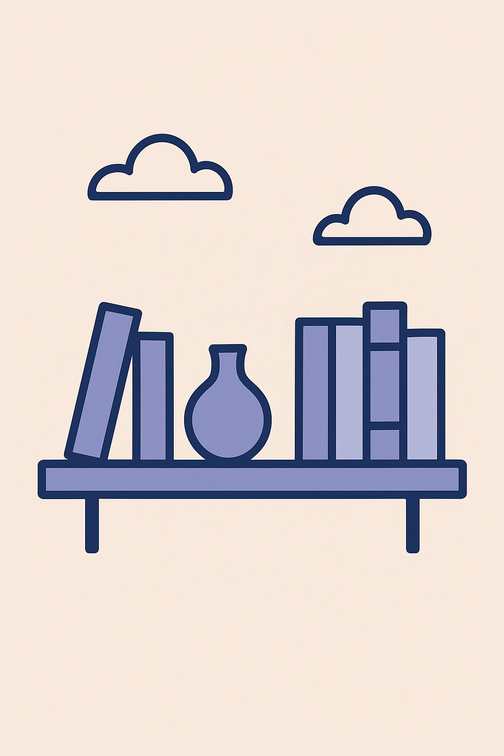 a simple shelf, clean and modern, flat color style emoji