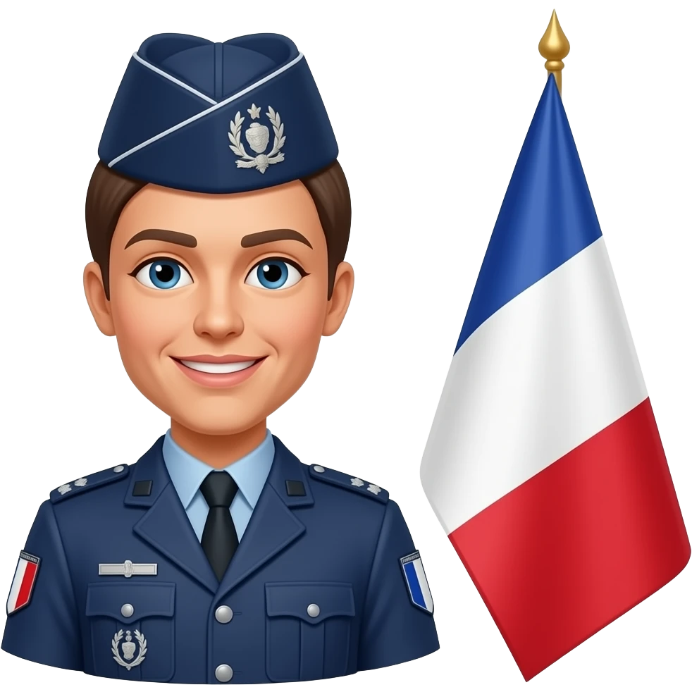 a french woman gendarme and a french flag emoji