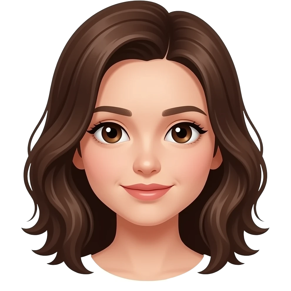 بنت شعرها بني ويفي وسط لون عيونها بني غامق  حنطية emoji