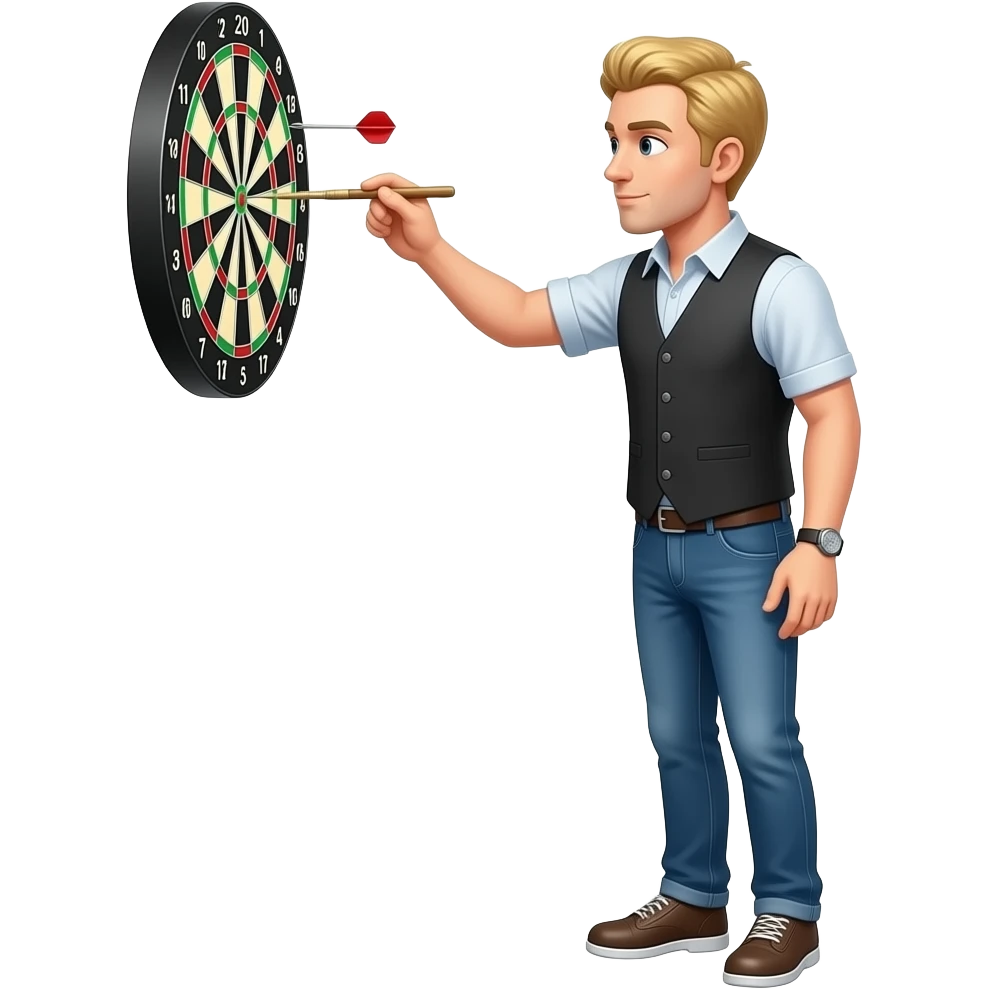 blonder man spielt darts ganzer körper von der seite emoji
