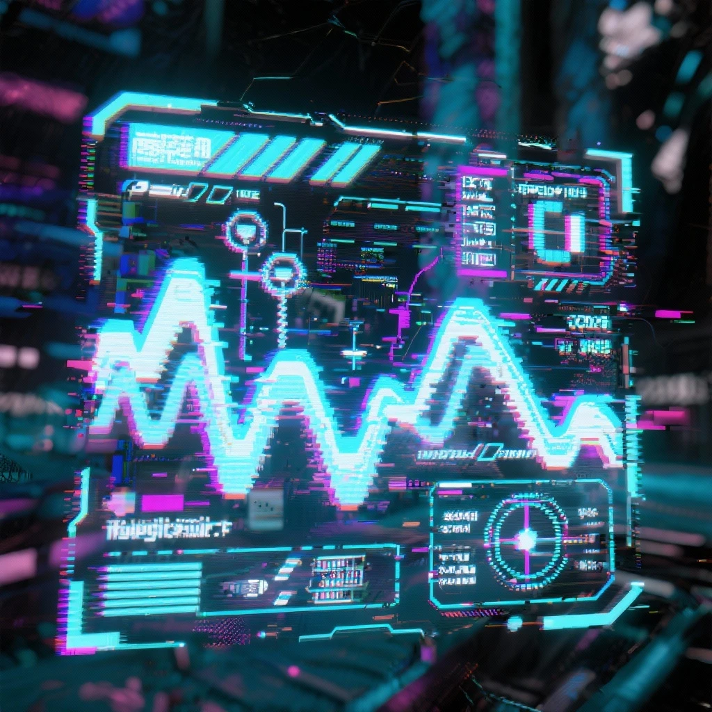 cyberwave glitch digital microscanner projection of these images but featuring no people, cyber hologram, abstract, experimental glitchy brutalist graphicwave,  style of anime - heads up display visualizer navigation overlay emoji