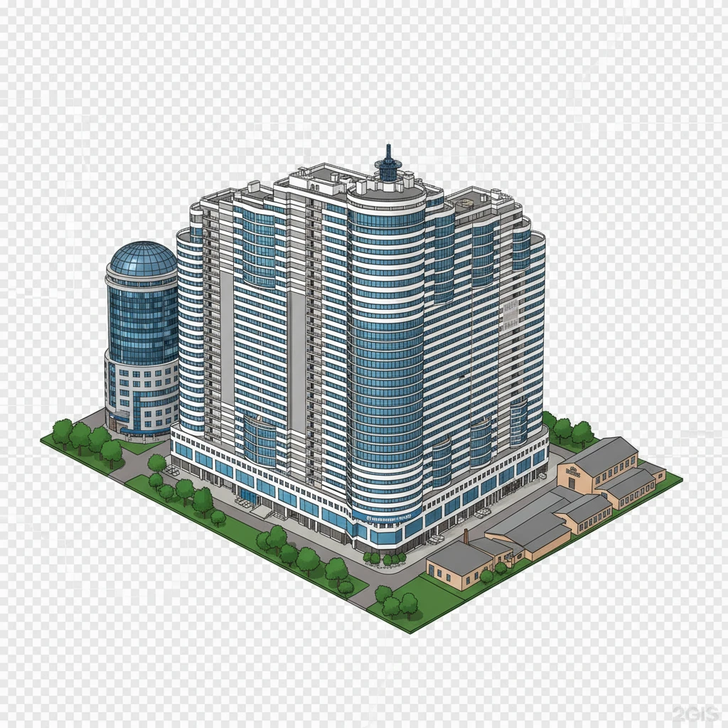 Изометричная, яркая, детализированная, объемная и фотореалистичная иллюстрация ЖК Белый Ангел в Ростове-на-Дону. Чёткие контуры, не размазанные линии, высокое качество, прозрачный фон, не обрезать края картинки emoji