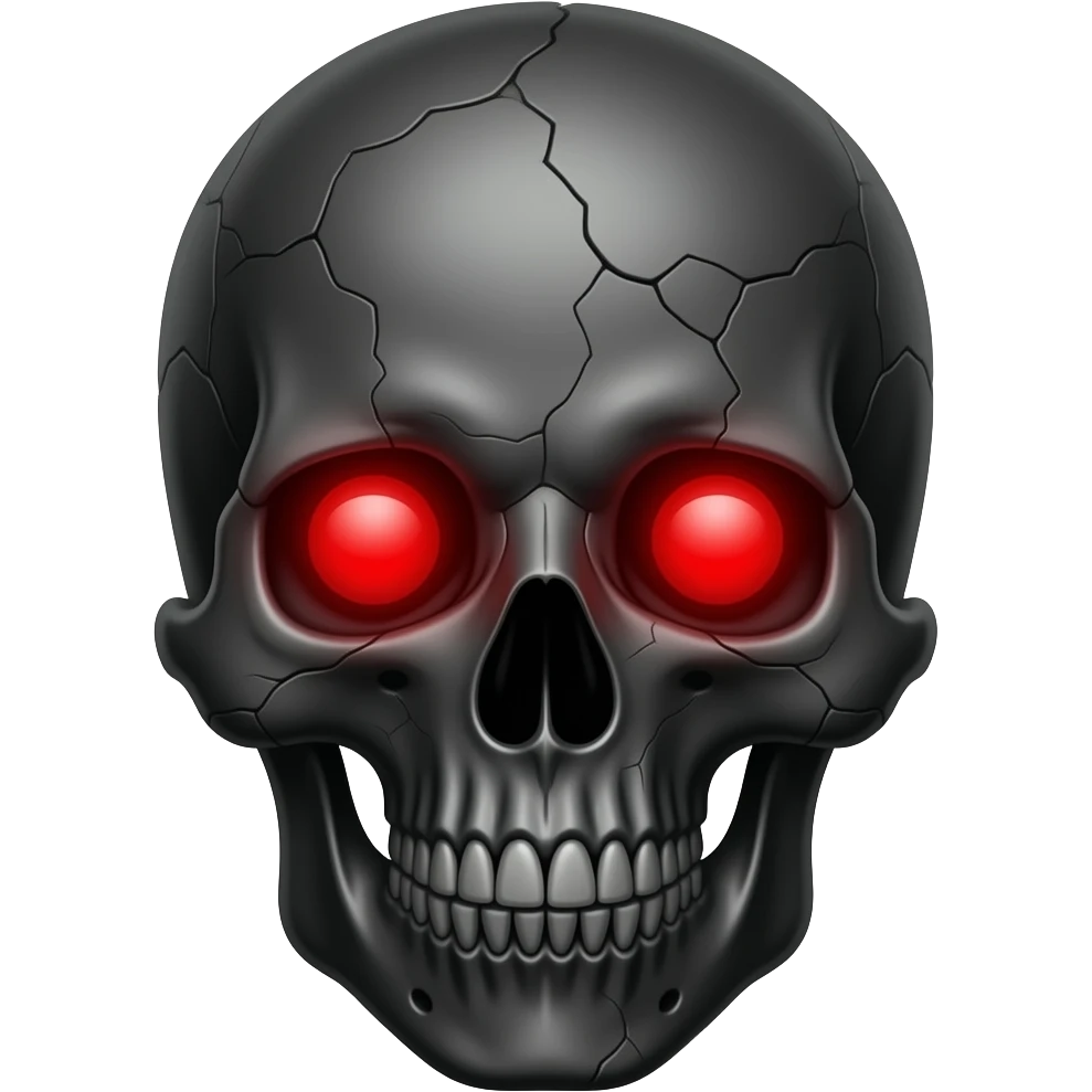 Exactly this  -> 💀 but the skull is black cracked and the eyes are glowing red emoji
