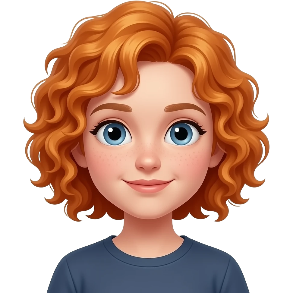 a 13 year old girl with ginger haor and short ringlets. Hair more ringlets emoji