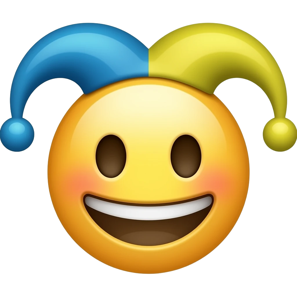 Happy Jester, Have his teeth smoothed out like a regular emojis.com, Give her dark eyes that emoji