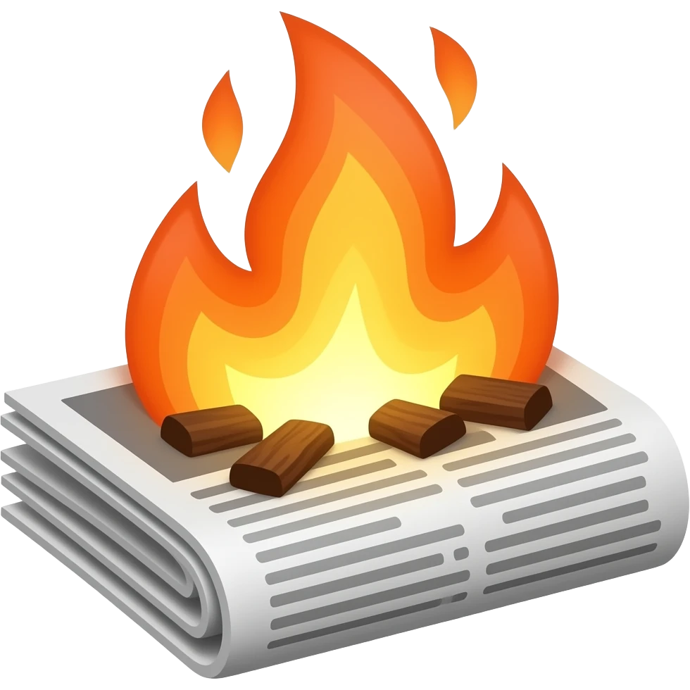 Burning newspapper emoji